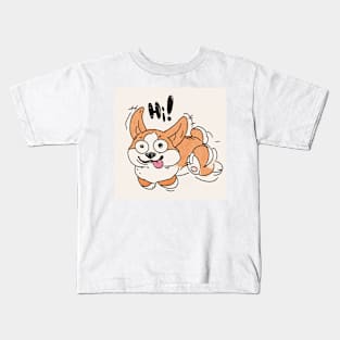 Corgi zoom hi Kids T-Shirt